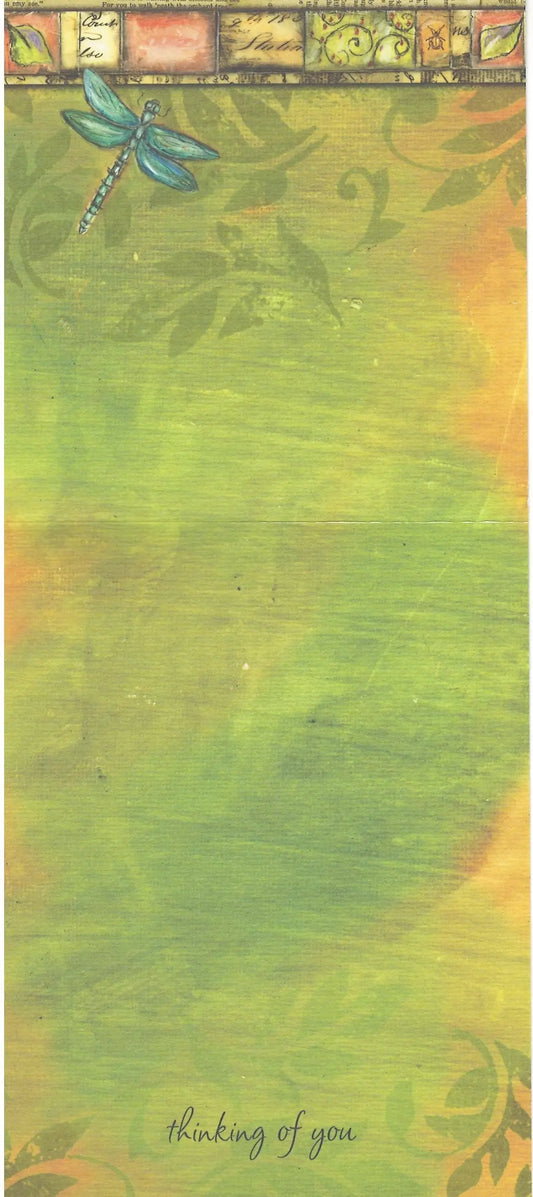 Dragonfly Thinking of You Card with Envelope turquoise dragonfly on lime gradient on Tampa Home & Garden Store
