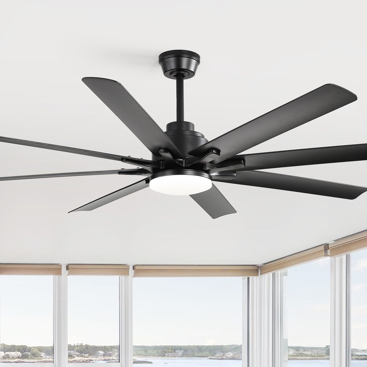 Smart Ceiling Fan with 8 black blades, HouseOfZazla, built-in light on Tampa Home & Garden Store