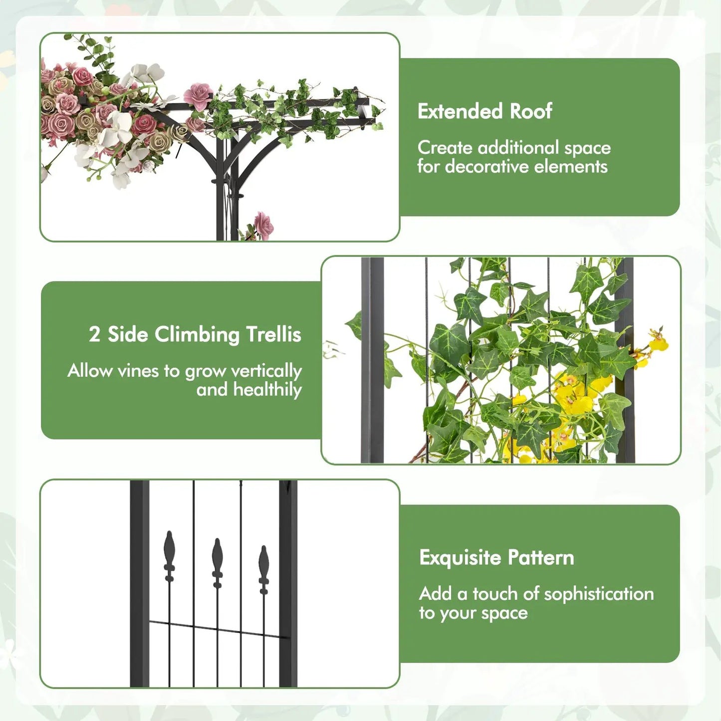 DirectDeals 6.8 ft Garden Arbor with Trellises for Vines, black metal frame on Tampa Home & Garden Store