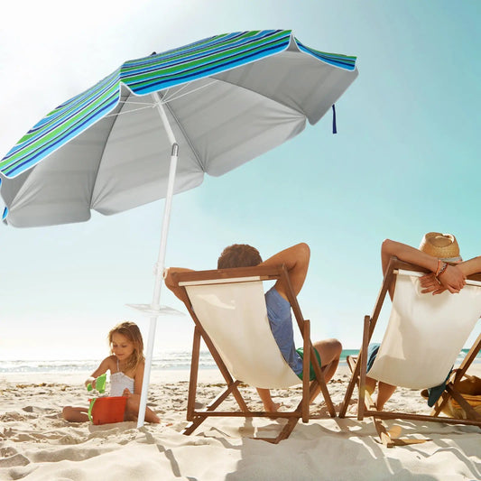 7.2 Feet Portable Outdoor Beach Umbrella with Sand Anchor and Tilt Mechanism-Green - Tampa Home & Garden Store