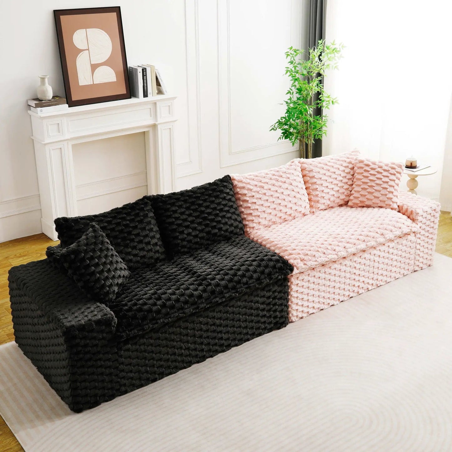 Pink and black multifunctional stationary sofa seats 4 by Unique Piece Furniture on Tampa Home & Garden Store