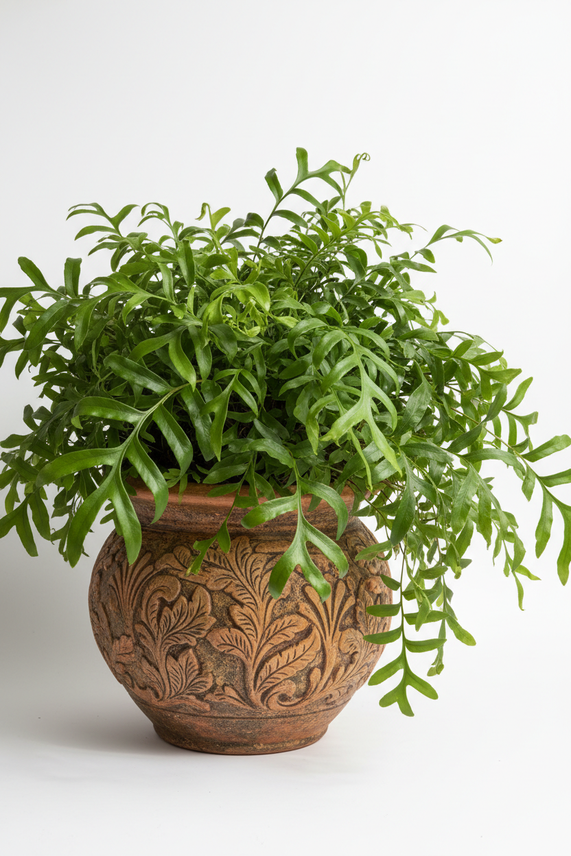 Fern Kangaroo Paw 6in potted houseplant in ornate terracotta pot by Rooted Treasures Farms on Tampa Home & Garden Store