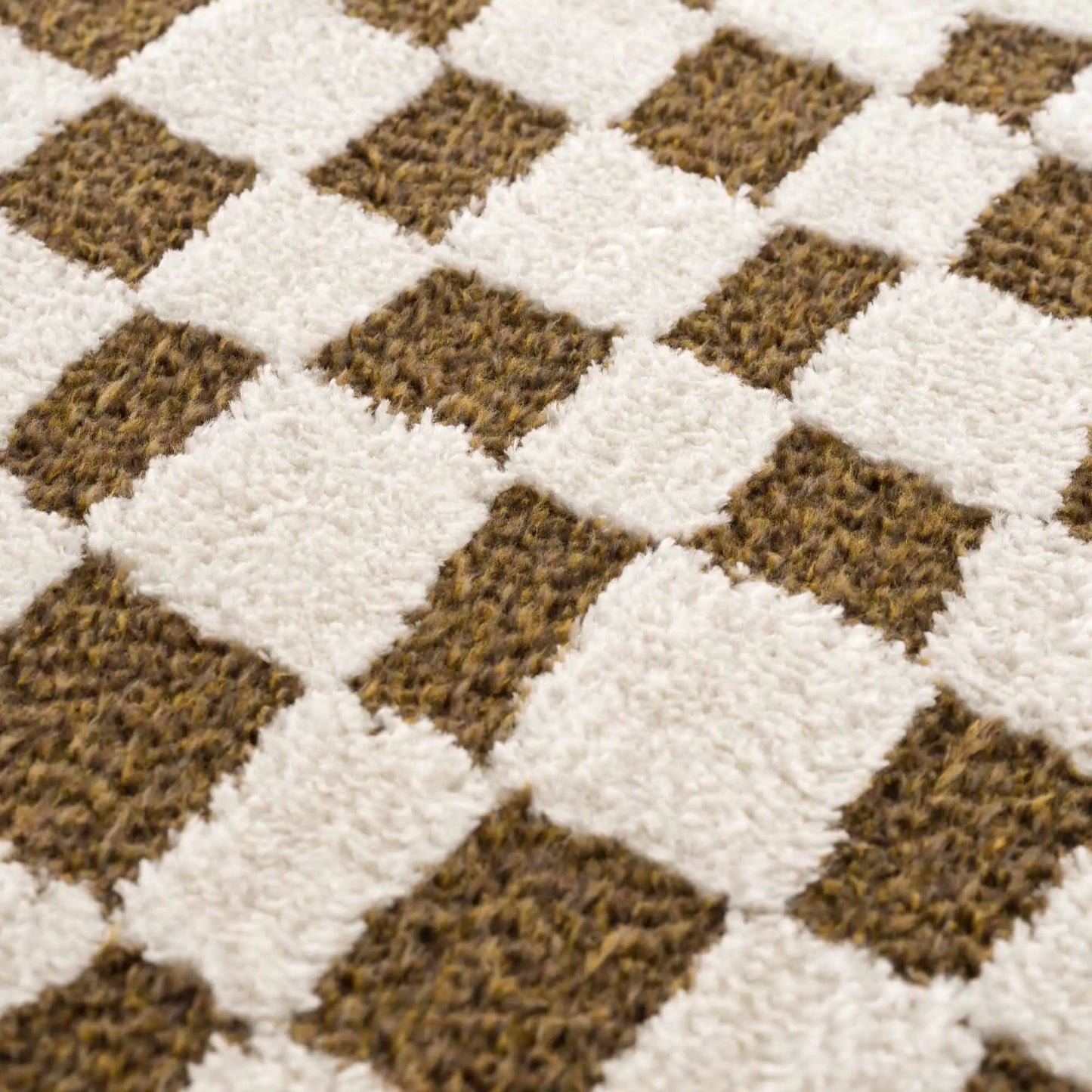 Lajos brown checkered shag rug with white squares Boutique Rugs on Tampa Home & Garden Store