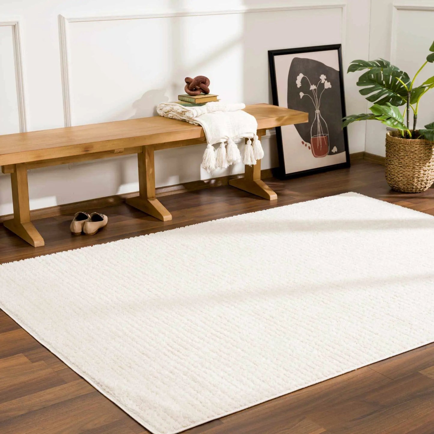 Keita Ivory Area Rug with Grid Pattern, Boutique Rugs on Tampa Home & Garden Store