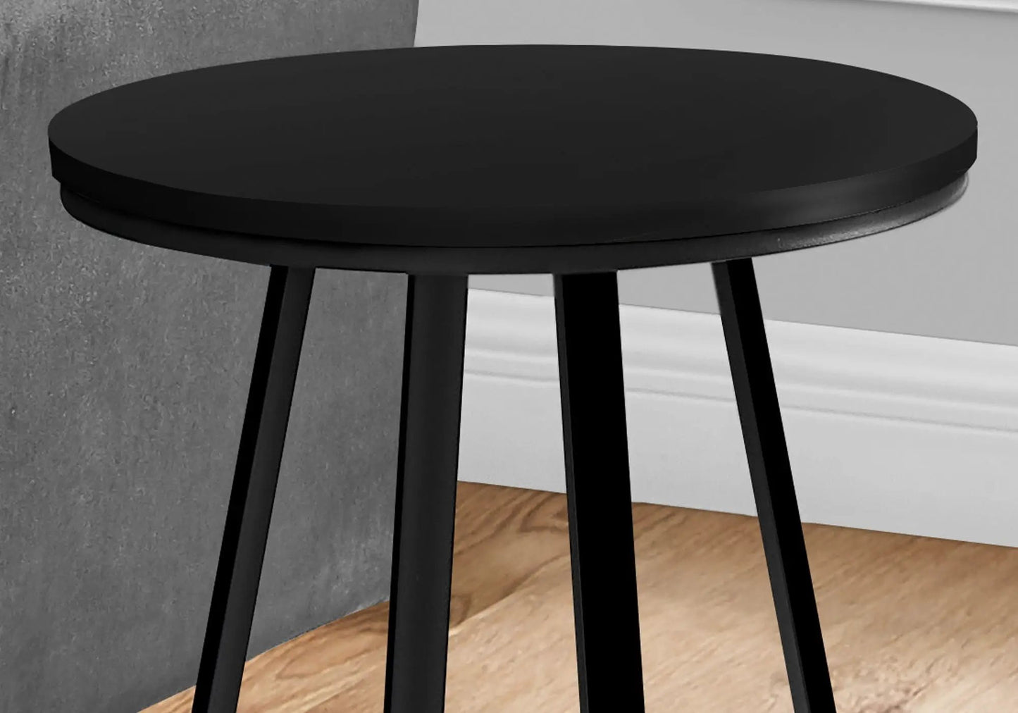 Round black accent side table with slim legs, modern design by Unique Piece Furniture on Tampa Home & Garden Store