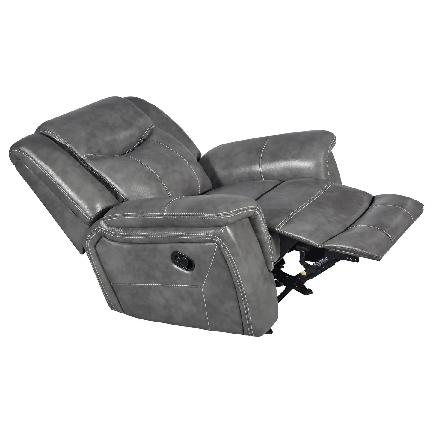 Encino gray upholstered padded arm glider recliner by Unique Piece Furniture on Tampa Home & Garden Store