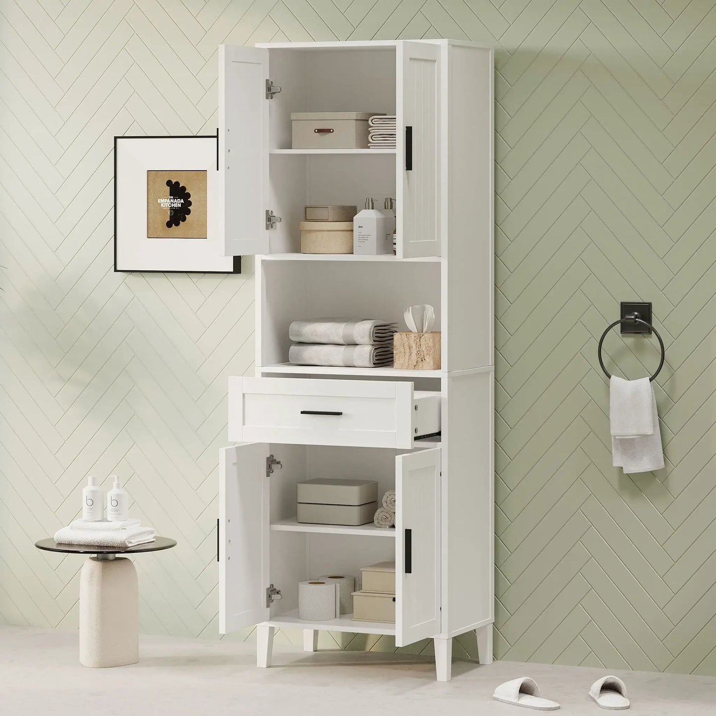 Tall Bathroom Cabinet with Soft Close Doors
