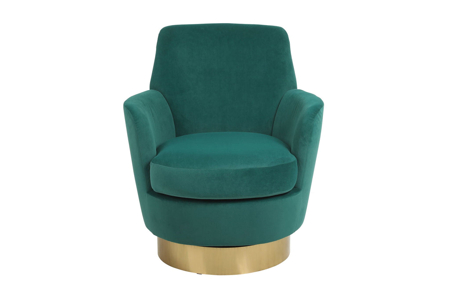 Teddy Swivel Barrel Chair by HouseOfZazla in emerald green velvet with a brass pedestal base on Tampa Home & Garden Store