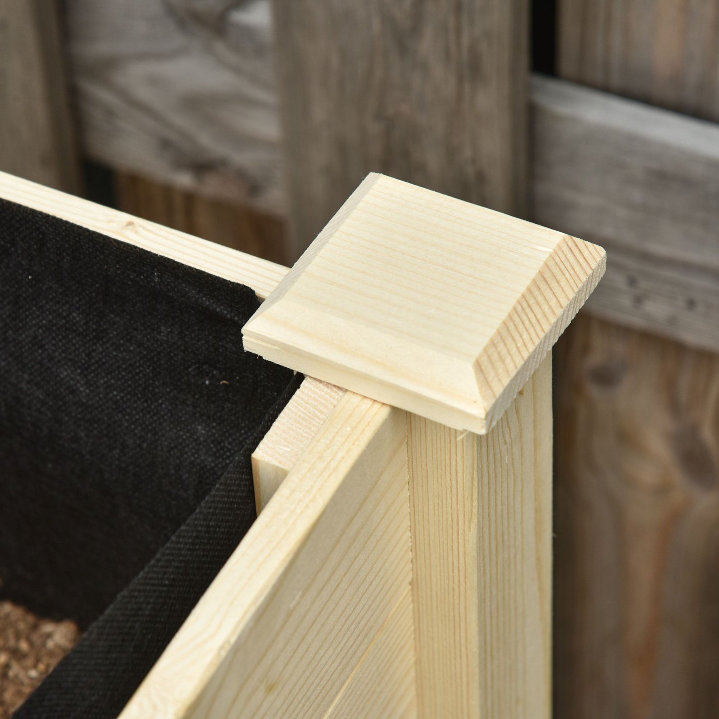 Raised garden bed wooden planter box natural finish with bed liner Outsunny on Tampa Home & Garden Store