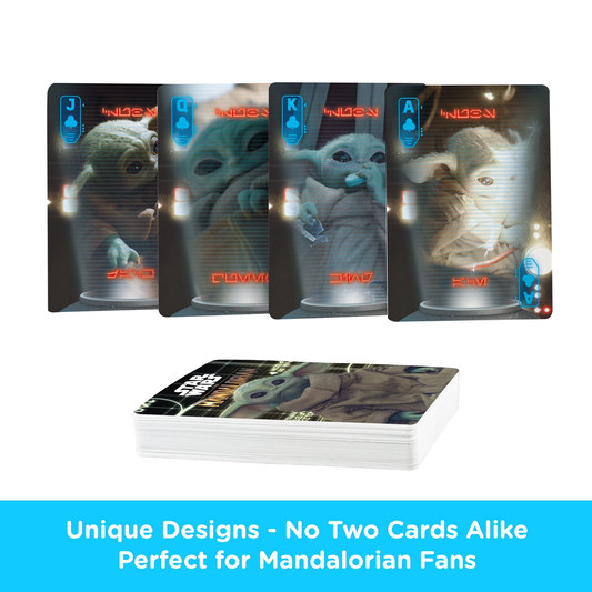 Star Wars The Mandalorian Grogu playing cards deck by The Country Christmas Loft, 4 Grogu-themed cards shown on Tampa Home & Garden Store