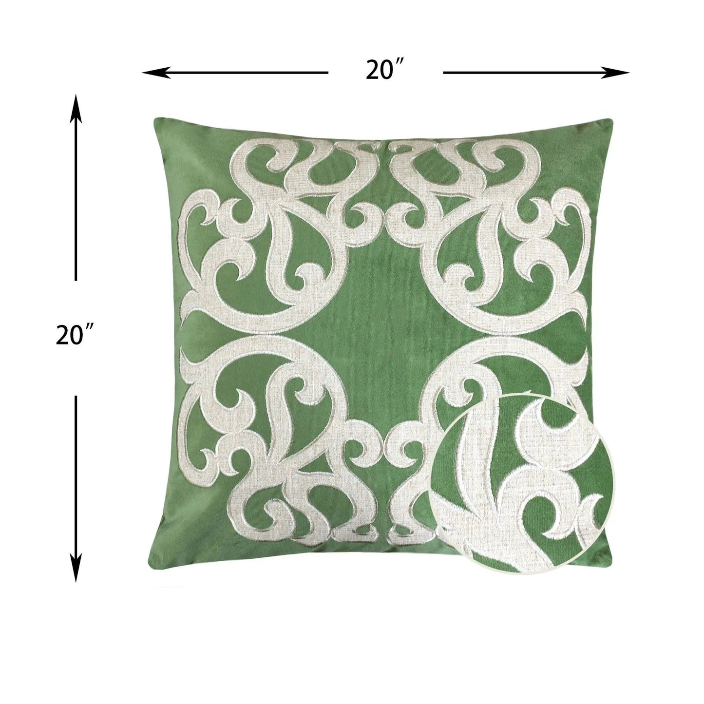 Dora Vintage Vine Pillow Covers set of 2 in green with hidden zipper by Unique Piece Furniture on Tampa Home & Garden Store