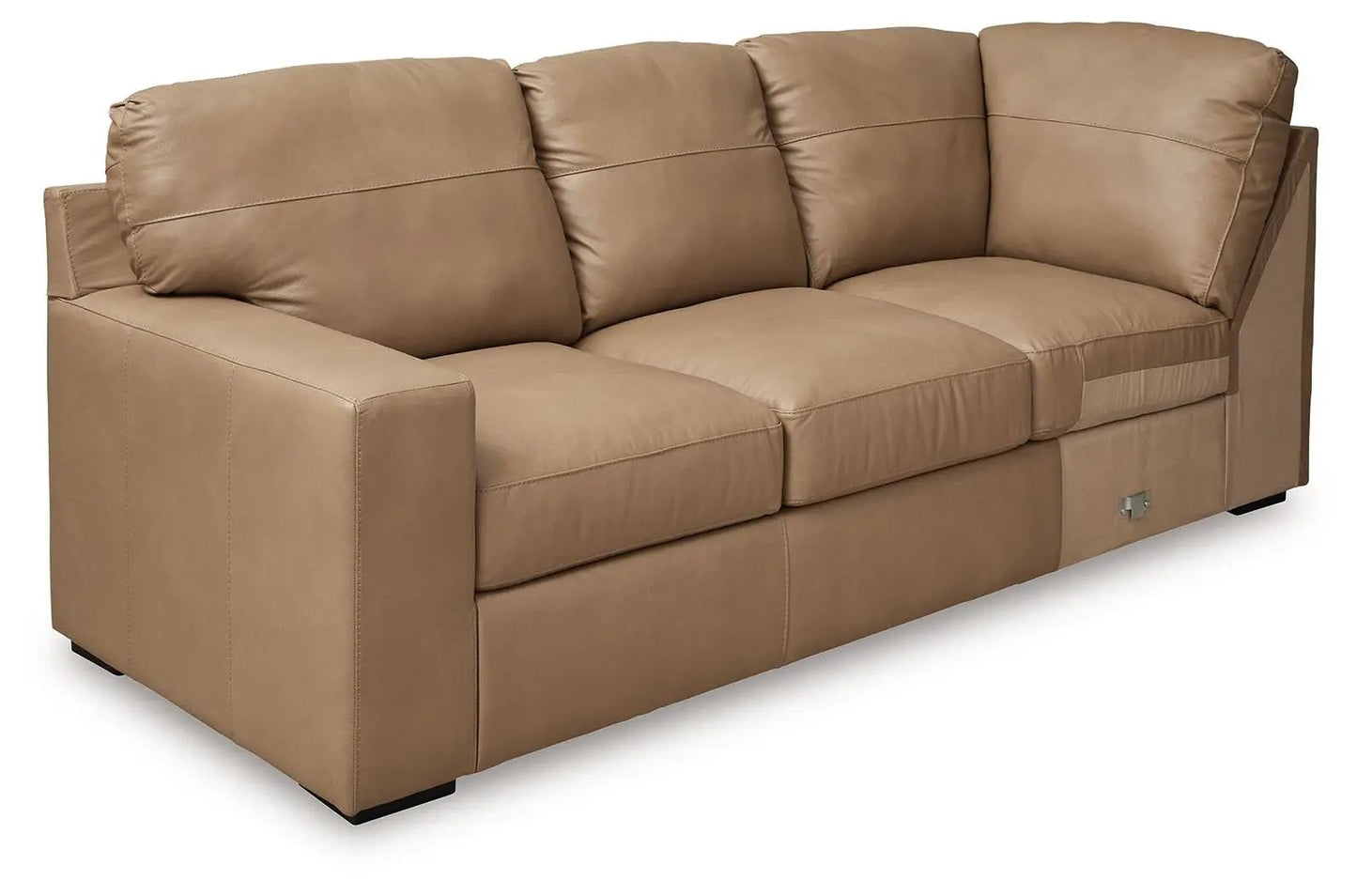 Bandon sectional sofa by Unique Piece Furniture in tan leather, 3-seat stationary on Tampa Home & Garden Store