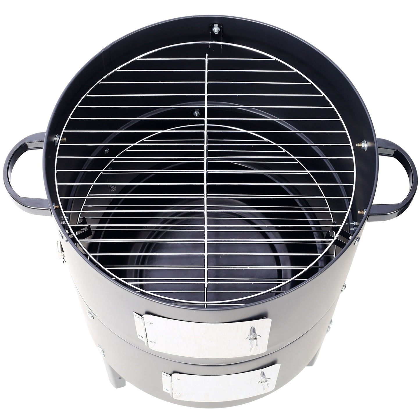 Heavy Duty Round Steel Charcoal Grill and Smoker