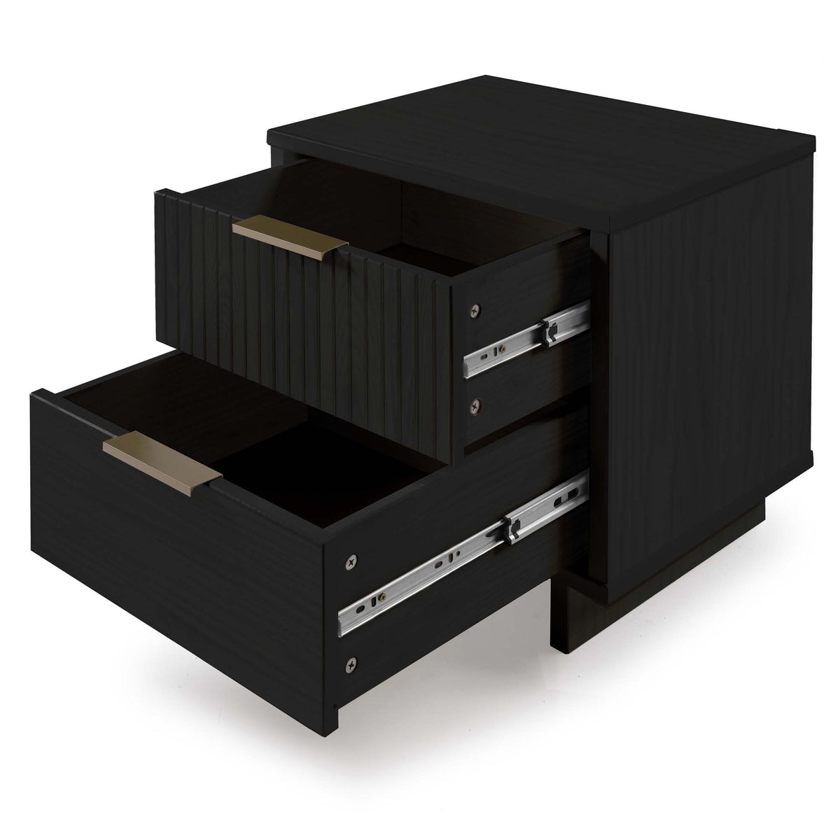 Granville Nightstand with 2 Drawers, black solid wood accent with brass pull by HouseOfZazla on Tampa Home & Garden Store