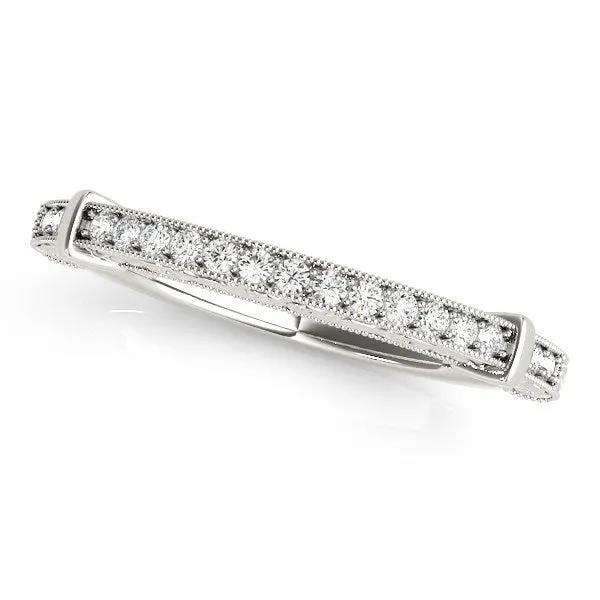 14k white gold bead-border wedding band with pavé diamonds, 1/8 cttw, Bids.com on Tampa Home & Garden Store
