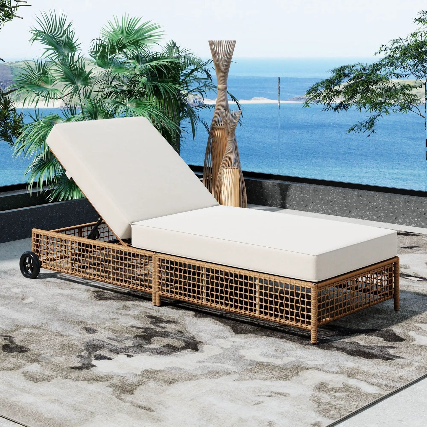 Lounge Chair With 5 Position Backrest Wheels