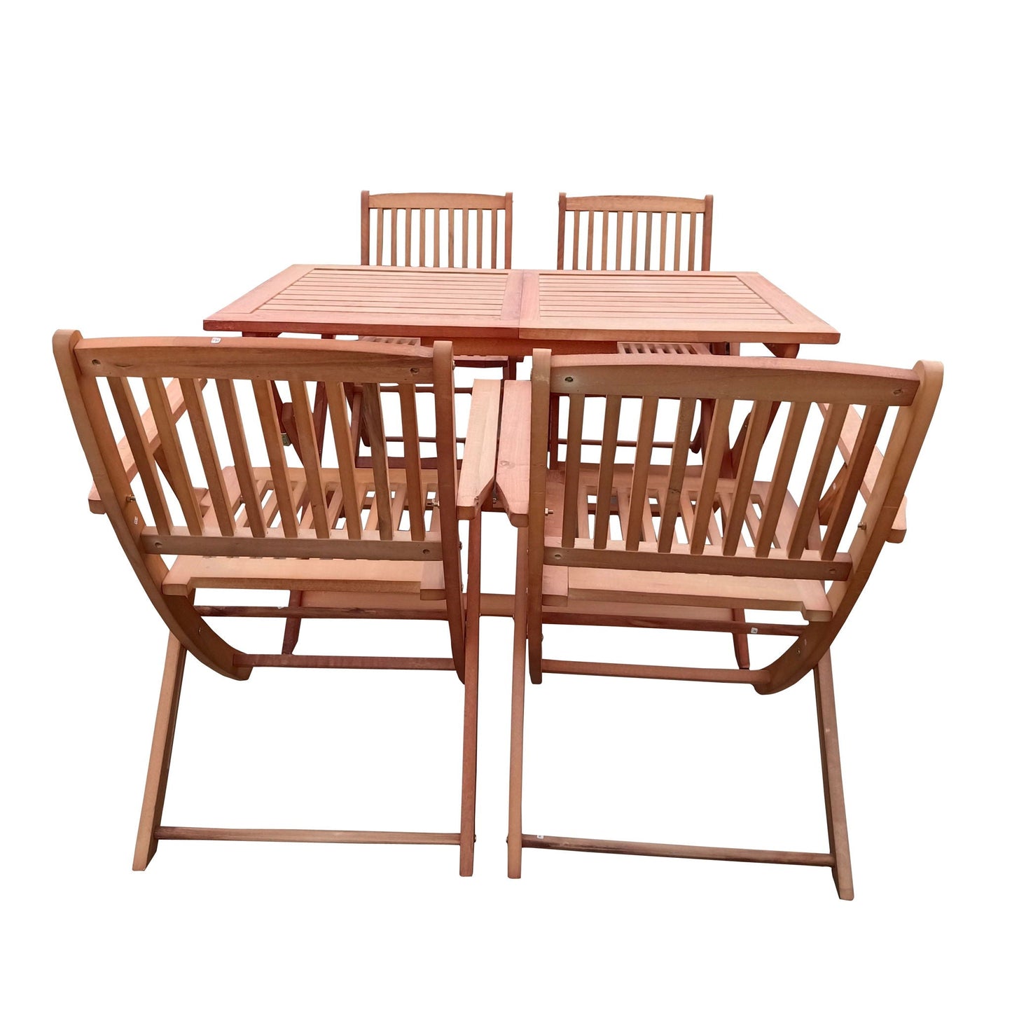 5 Piece Teak Patio Dining Set with Folding Chairs