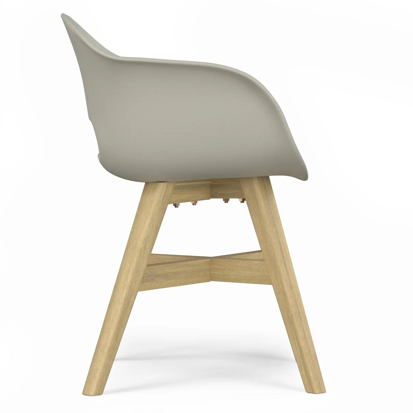 Kona outdoor dining chair in plastic, taupe shell with wooden legs, set of 2 by Unique Piece Furniture on Tampa Home & Garden Store