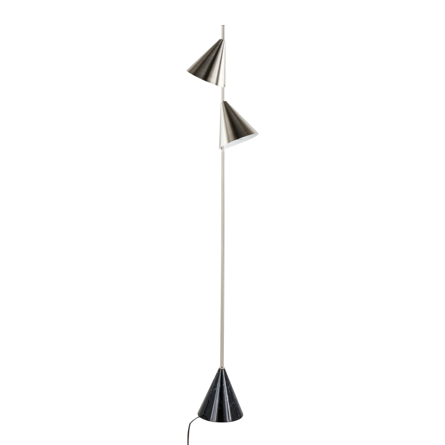 Cone floor lamp with dual metal cone shades on a slim chrome stem by HouseOfZazla on Tampa Home & Garden Store