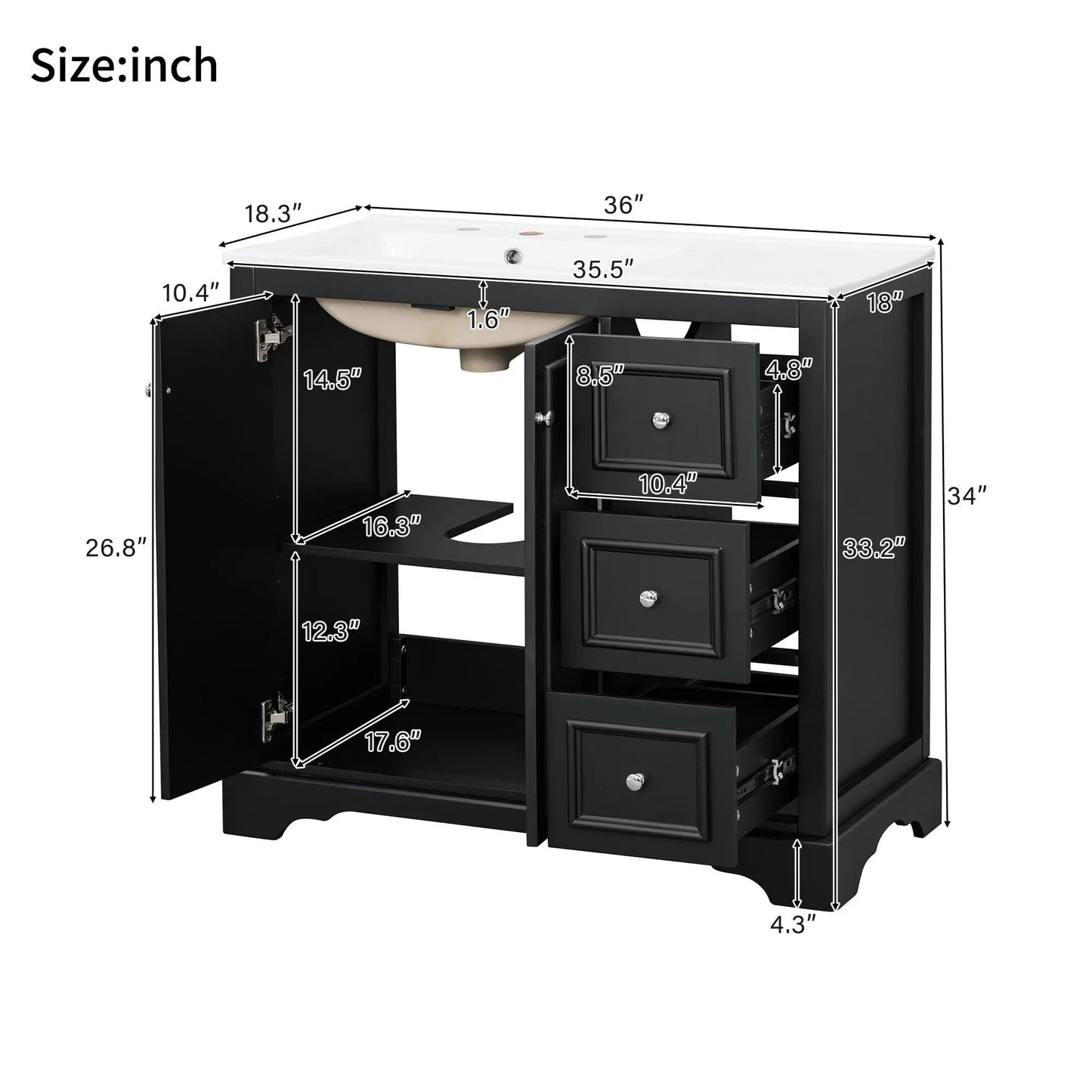 Bathroom Vanity with Sink and Soft-Close Doors