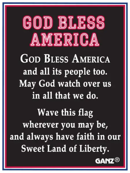 God Bless America Swivel Flag Charm Pendant black plaque pink title white script border GANZ on Tampa Home & Garden Store