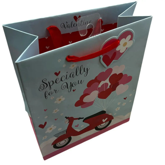 Gift Bag Valentines Day light blue bag with red handles by The Country Christmas Loft on Tampa Home & Garden Store
