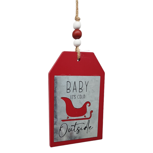 Holiday Tag Sign with Beaded Hanger - - Tampa Home & Garden Store