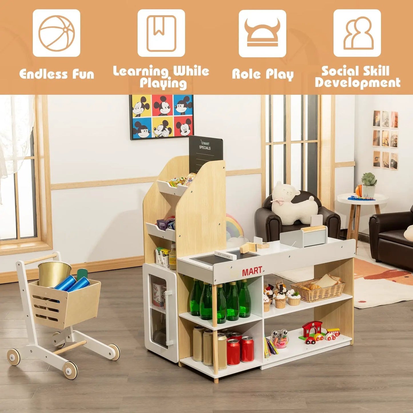 Grocery Store Playset Pretend Play Supermarket Shopping Set - Tampa Home & Garden Store
