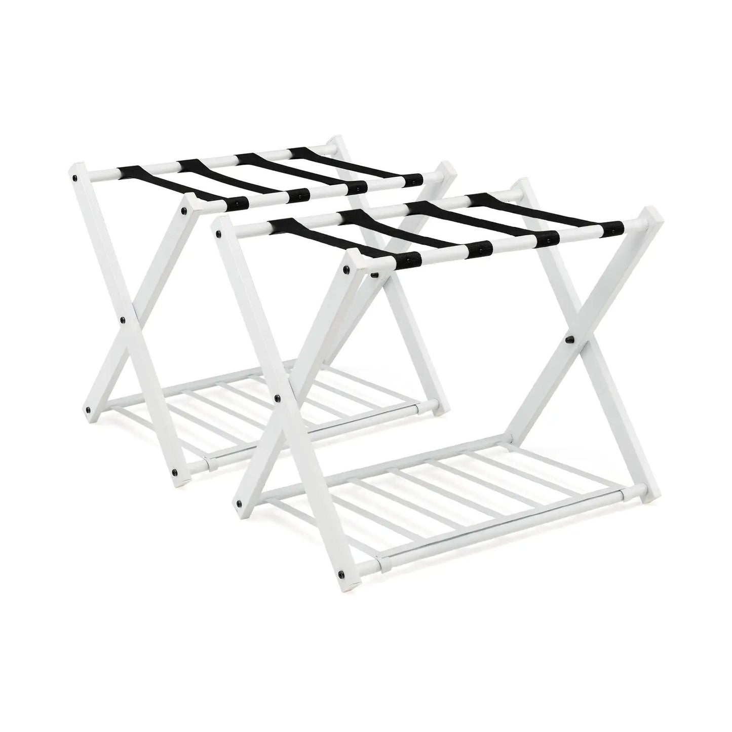 Set of 2 Folding Metal Luggage Rack Suitcase-Black - Tampa Home & Garden Store