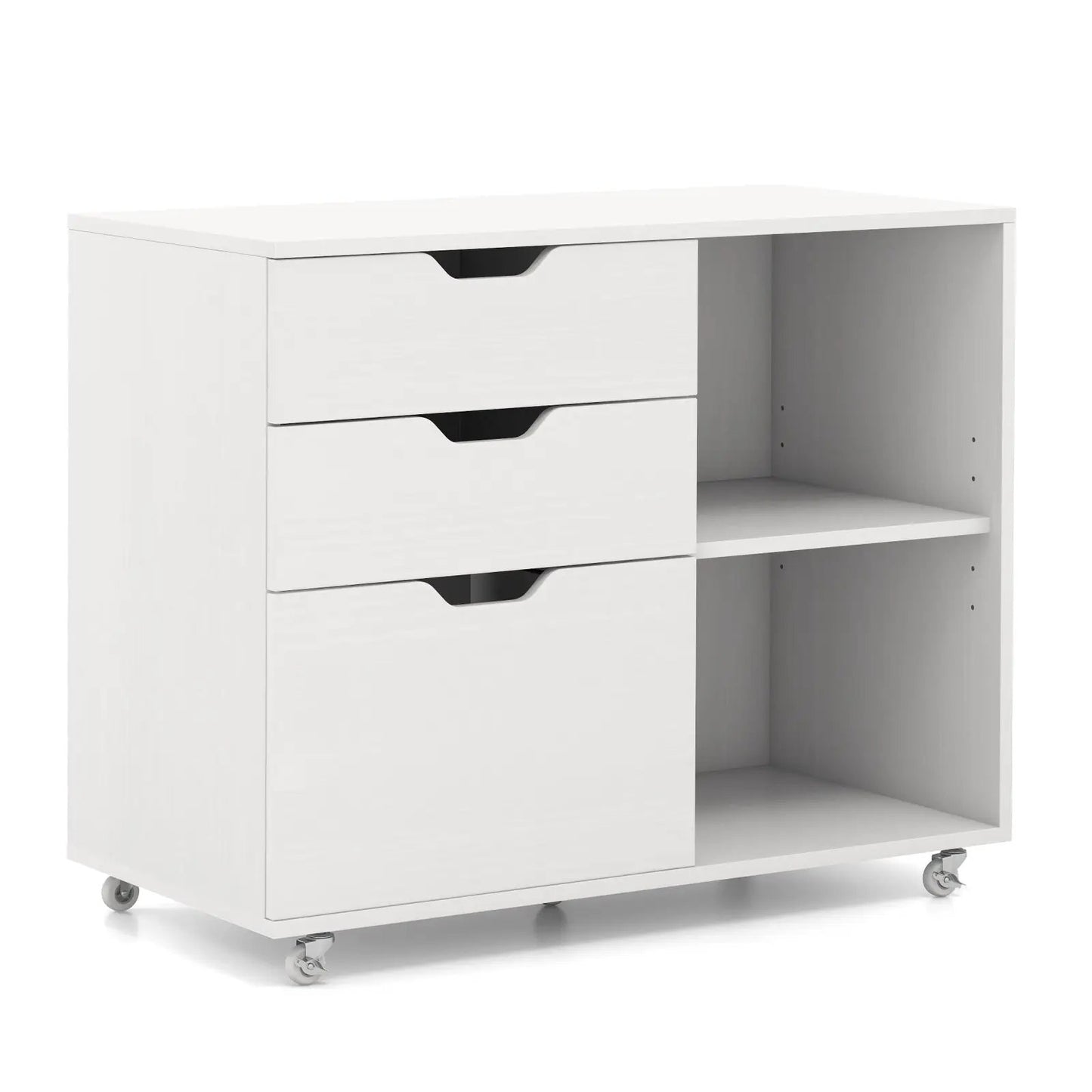 3-Drawer File Cabinet with Adjustable Shelf and Wheels for Letter-Rustic Brown - Tampa Home & Garden Store