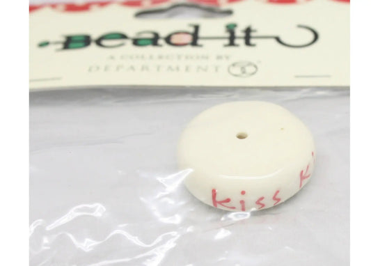 Bead It Kiss Kiss spacer bead white with red Kiss lettering Country Christmas Loft on Tampa Home & Garden Store