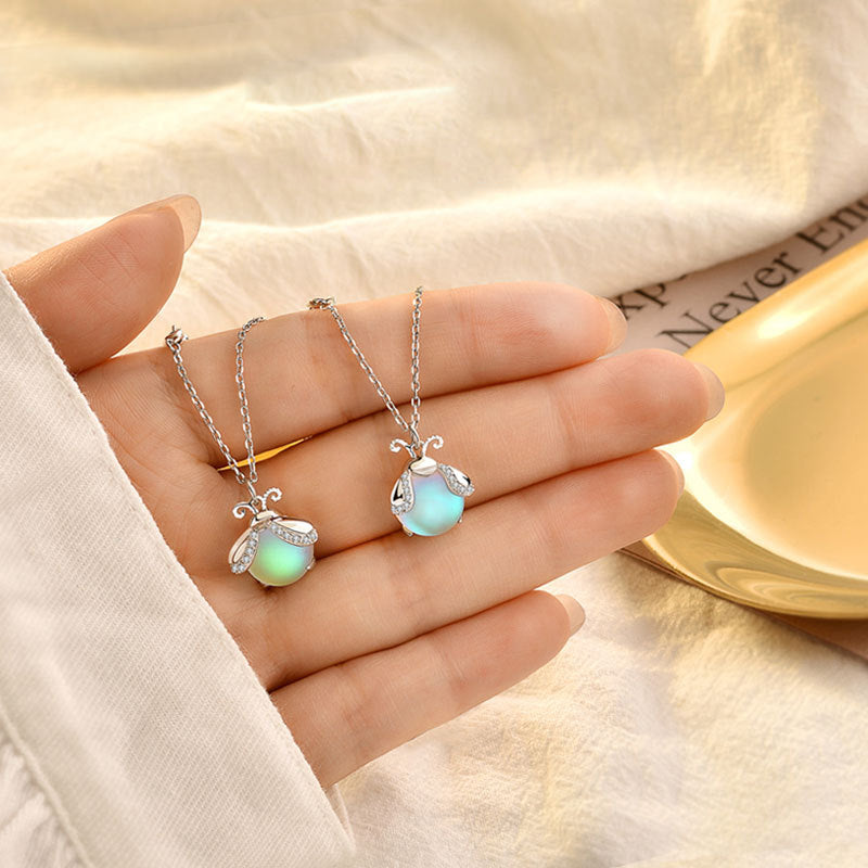 Moonstone Firefly Pendant Necklace sterling silver chain moonstone charms Moktan Sabai set of 2 on Tampa Home & Garden Store
