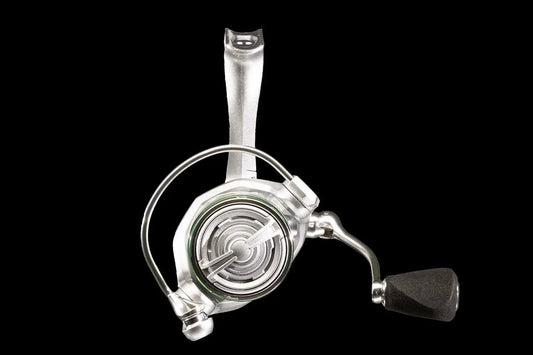 Fission Gen 2 spinning reel with silver finish and black handle, Denali pro series reel on Tampa Home & Garden Store