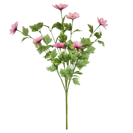 Spring Floral Pick 20 Inch High artificial pink flower stem with green leaves on Tampa Home & Garden Store