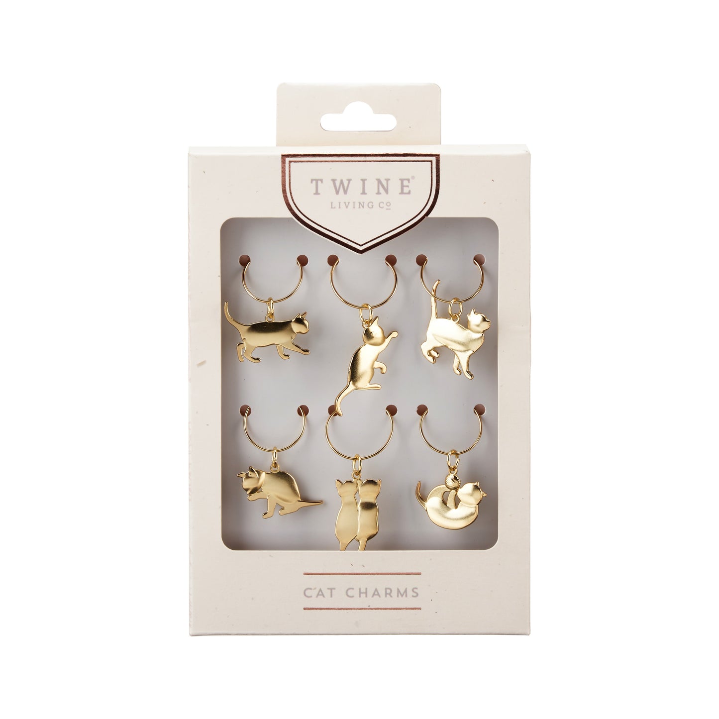 Set of Six Cat Lover Wine Glass Charm Markers
