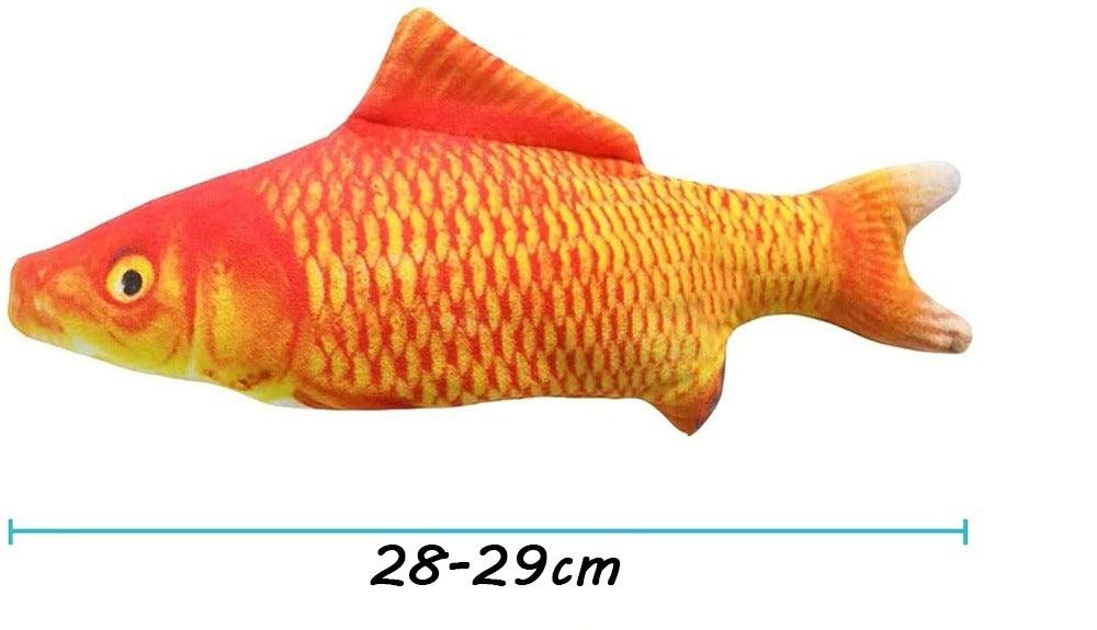 Floppy Fish Cat Toy Stevvex orange-red with golden scales, 28-29 cm, moving cat toy on Tampa Home & Garden Store