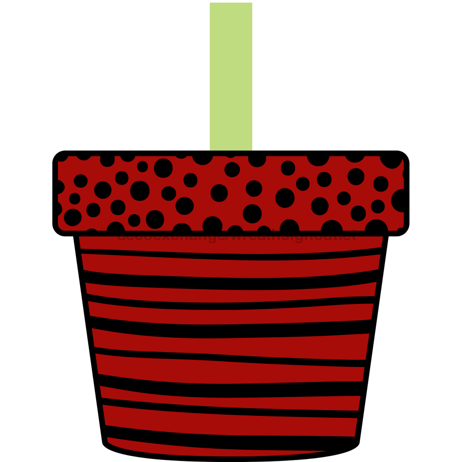 Flower Wreath Attachment, Flower Pot wood sign, DECOE-W-90034, 19" Door Hanger