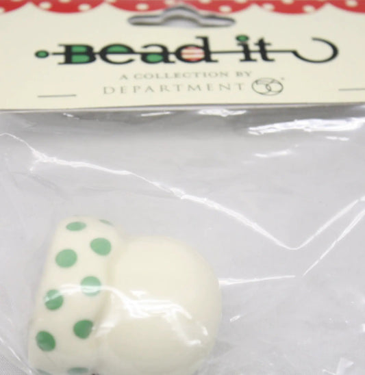 Bead It Bead Body White with Green Dots ornament by The Country Christmas Loft on Tampa Home & Garden Store
