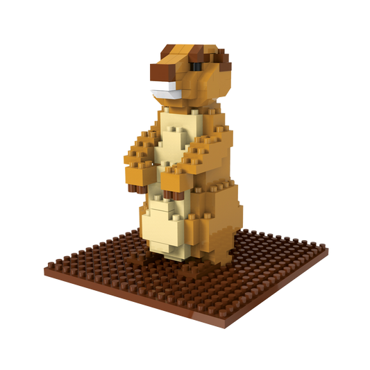 Mini Building Blocks Prairie Dog Set tan and brown brick figure on brown baseplate on Tampa Home & Garden Store