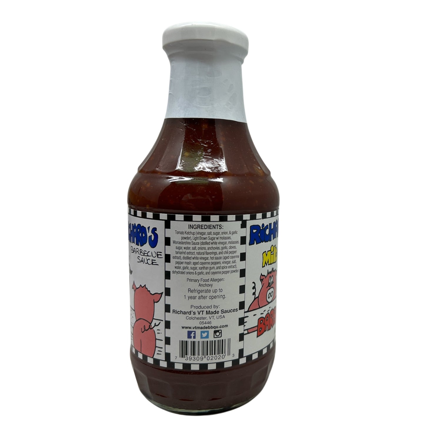 Richards Mild Barbecue Sauce bottle with silver cap, brown glass, Vermont made on Tampa Home & Garden Store