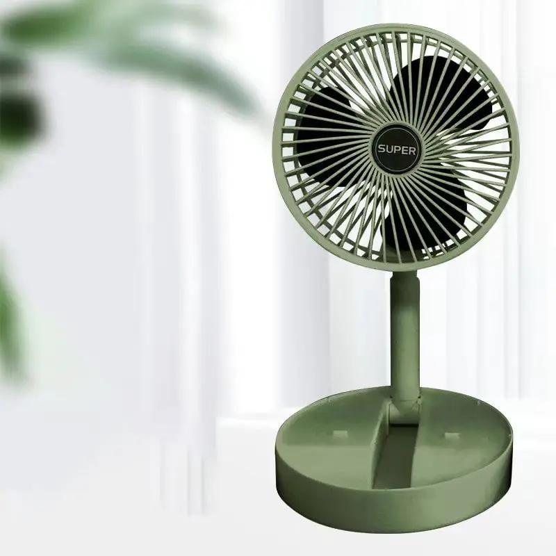 Portable foldable USB desk fan, green, 4-speed rotation on Tampa Home & Garden Store