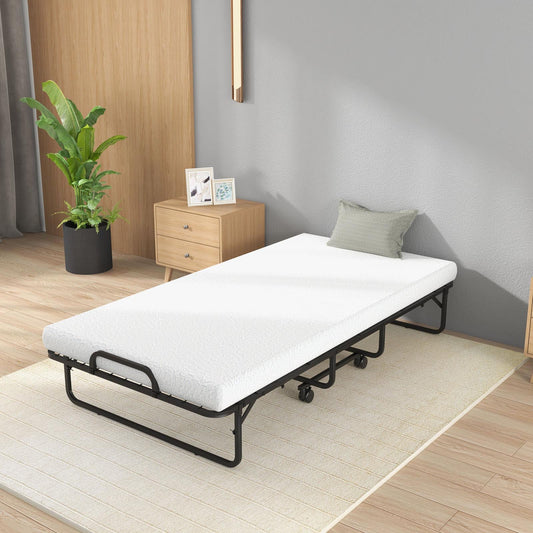 Twin Size Metal Folding Bed with Memory Foam Mattress - Tampa Home & Garden Store