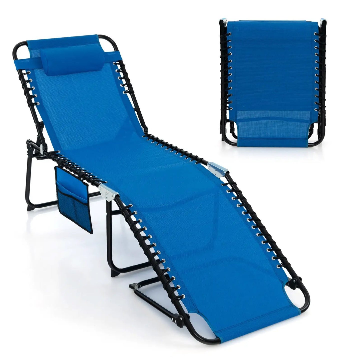 Foldable Recline Lounge Chair with Adjustable Backrest and Footrest-Beige - Tampa Home & Garden Store