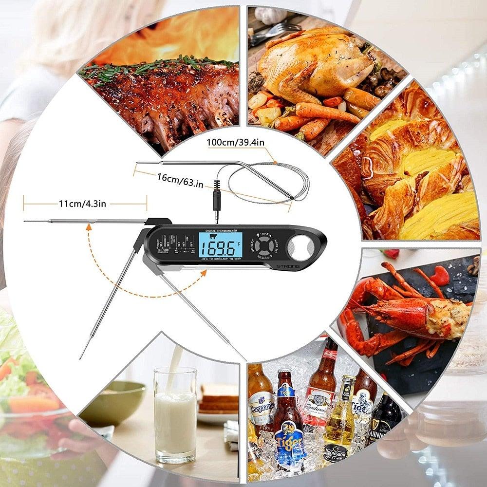 Stevvex dual-probe thermometer waterproof with alarm and calibration, stainless steel probes on Tampa Home & Garden Store