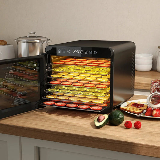 DirectDeals 7-Tray Stainless Dehydrator with 24 Hour Timer, black countertop unit on Tampa Home & Garden Store