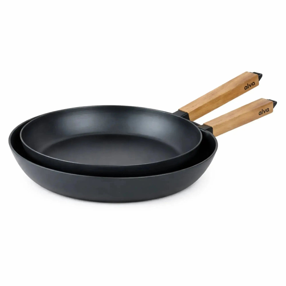 Alva Carbon Steel Frying Pan set, black pans with wooden handles, 2 pieces on Tampa Home & Garden Store