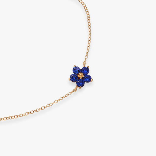 Crystal Forget-Me-Not Flower Bracelet with blue stones on gold chain on Tampa Home & Garden Store