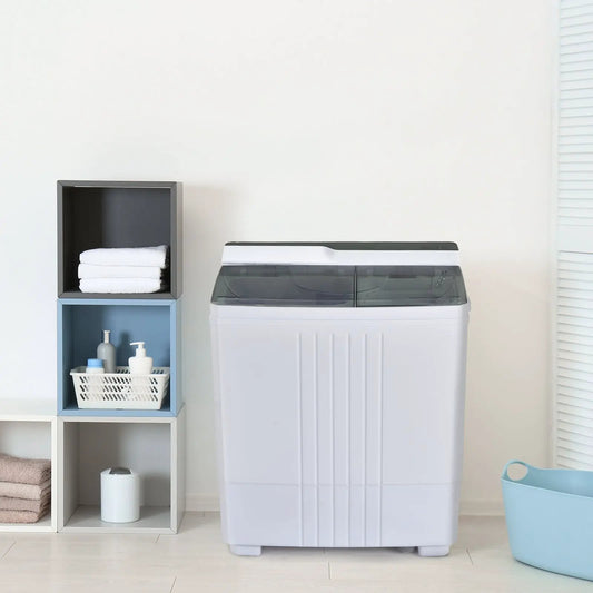 Twin Tub Portable Washer with Timer Control in white and gray by DirectDeals portable unit on Tampa Home & Garden Store