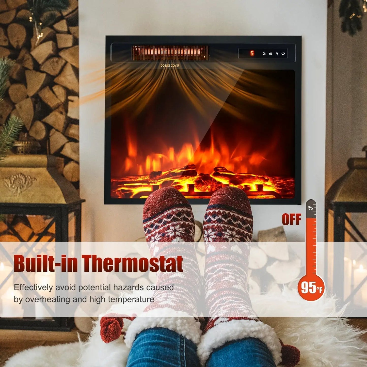 18 Inch 1500W Electric Fireplace Freestanding and Recessed Heater - Tampa Home & Garden Store