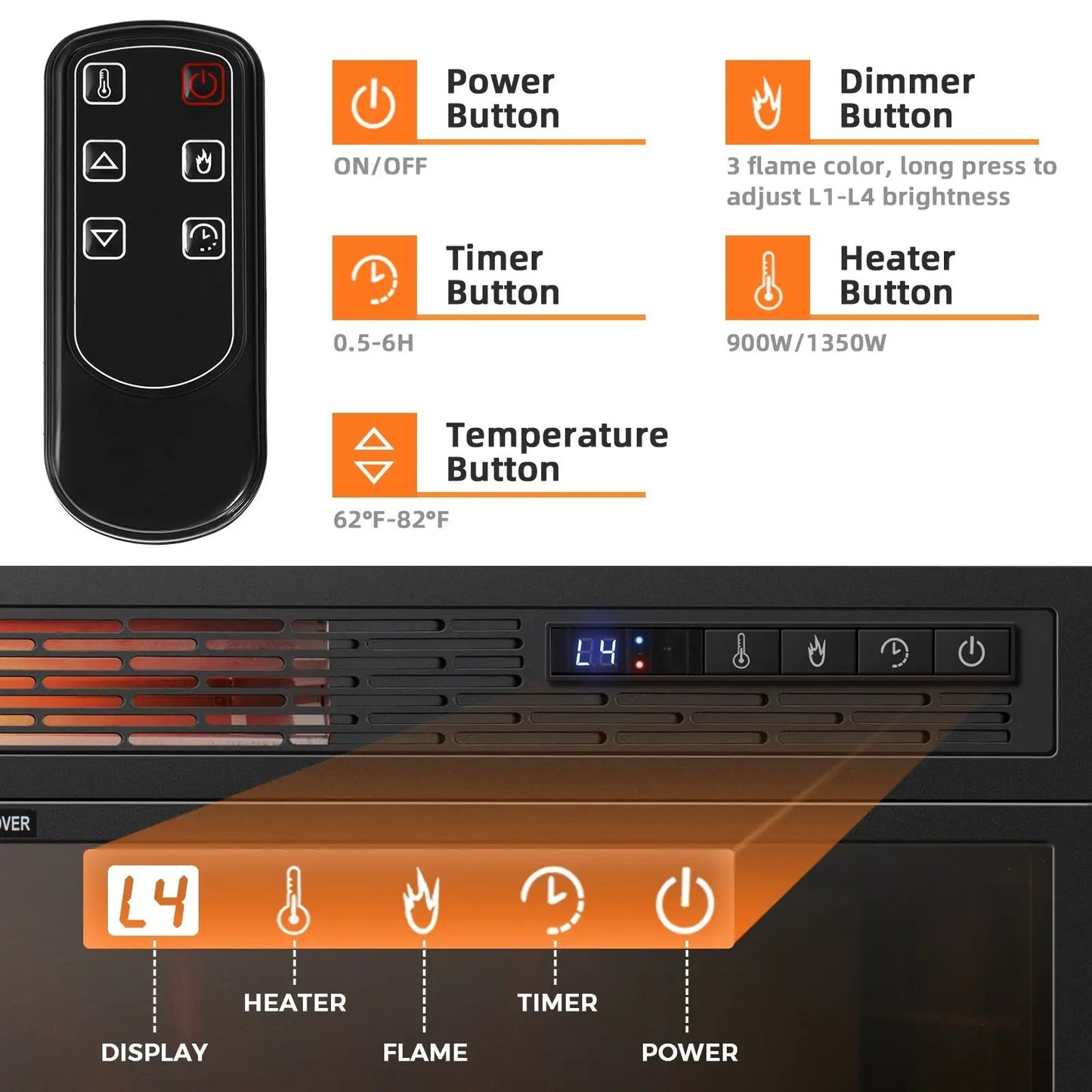 25 Inches Recessed Infrared Electric Heater with black remote and blue display by DirectDeals on Tampa Home & Garden Store